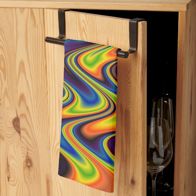Wavy Multicolor Abstrakt Geschirrtuch (Drittel gefaltet)