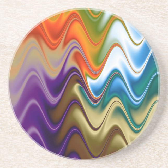 Wavy Multicolor Abstrakt Getränkeuntersetzer (Vorne)