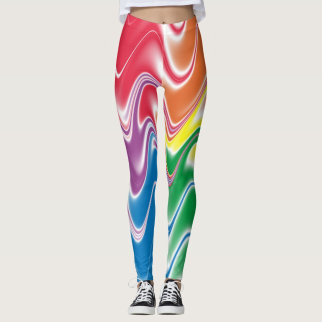 Wavy Multicolor Abstrakt Leggings (Vorderseite)