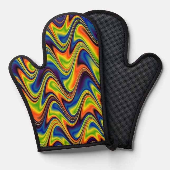 Wavy Multicolor Abstrakt Ofenhandschuh (Vorderseite/Rückseite)