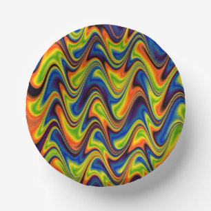 Wavy Multicolor Abstrakt Pappteller