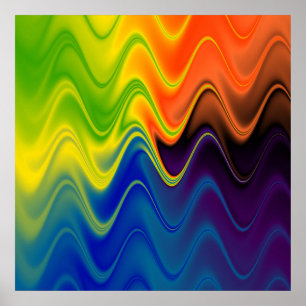 Wavy Multicolor Abstrakt Poster