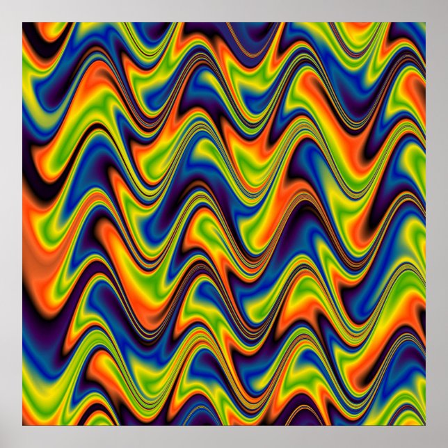 Wavy Multicolor Abstrakt Poster (Vorne)