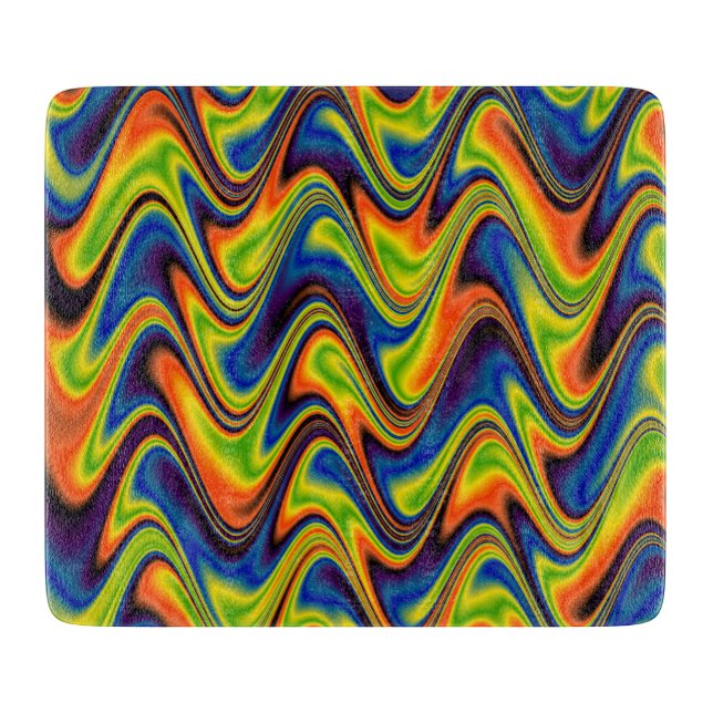 Wavy Multicolor Abstrakt Schneidebrett (Vorderseite)
