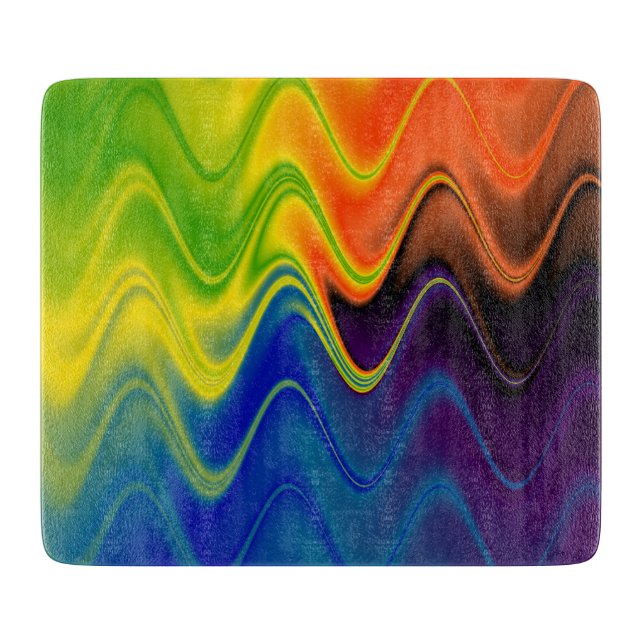 Wavy Multicolor Abstrakt Schneidebrett (Vorderseite)