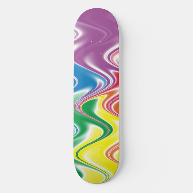 Wavy Multicolor Abstrakt Skateboard (Vorderseite)