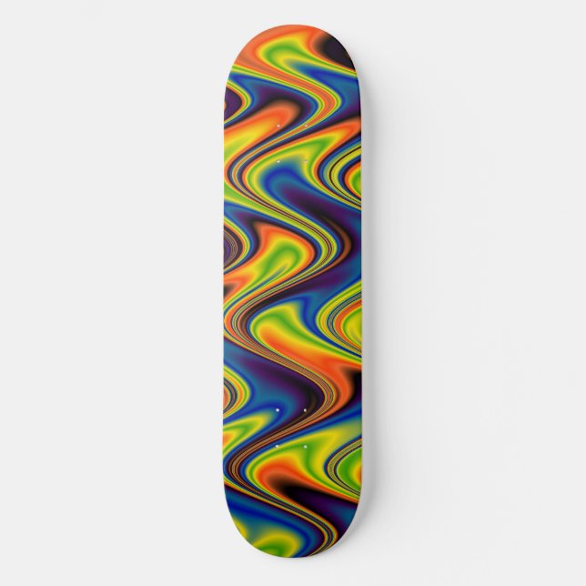 Wavy Multicolor Abstrakt Skateboard (Vorderseite)