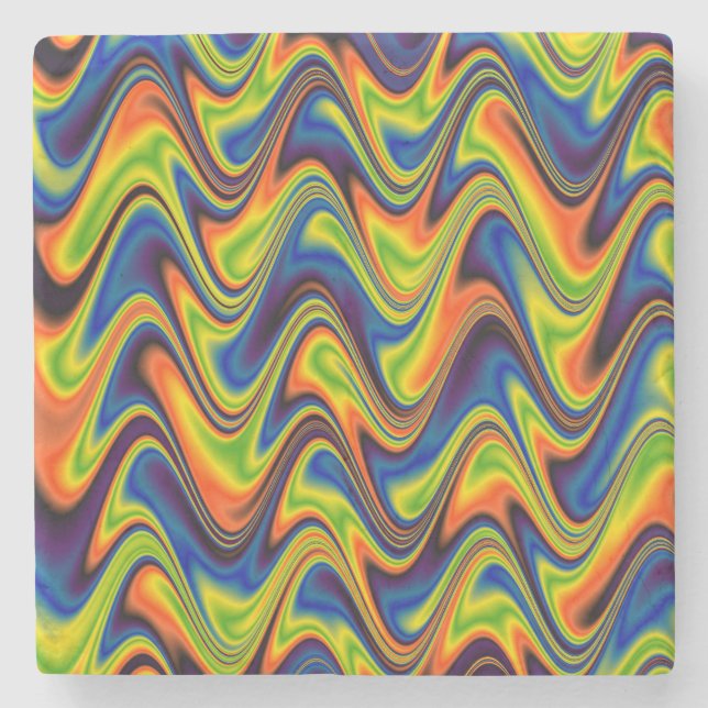 Wavy Multicolor Abstrakt Steinuntersetzer (Vorderseite)