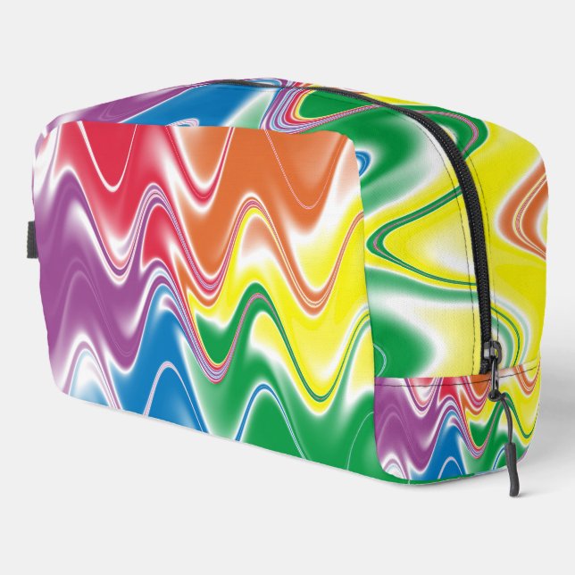 Wavy Multicolor Abstrakt Toilettenbeutel Waschbeutel (Rechte Ecke)