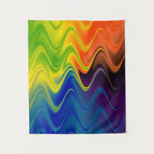 Wavy Multicolor Abstrakt Wandteppich (Vorderseite)