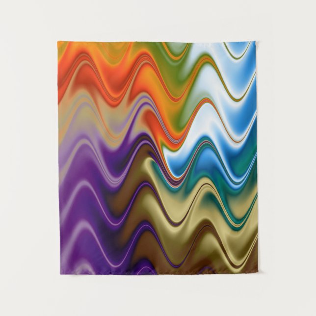 Wavy Multicolor Abstrakt Wandteppich (Vorderseite)