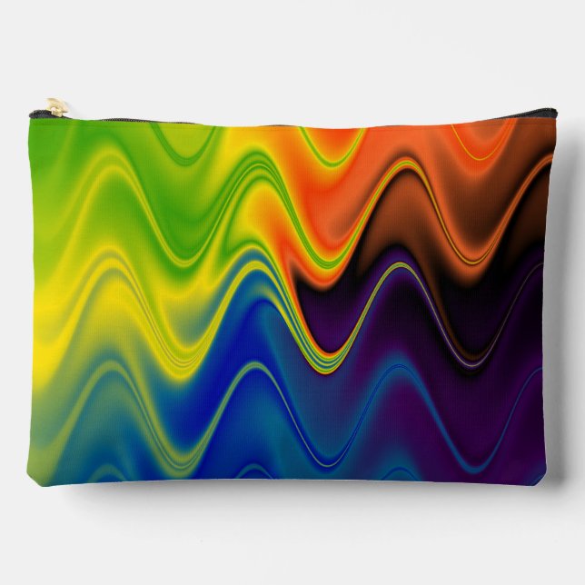 Wavy Multicolor Abstrakt Zubehörtasche (Vorderseite)
