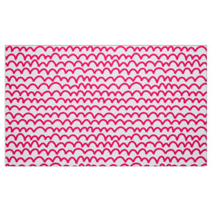 Wavy Muster - Neon Red on White Stoff