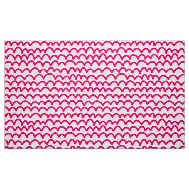 Wavy Muster - Neon Red on White Stoff (Fat Quarter (45,7 x 55,9 cm))