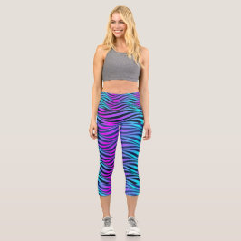 Wavy Neon Colored Capri Leggings
