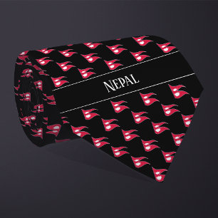 Wavy Nepal Flag Pattern Krawatte