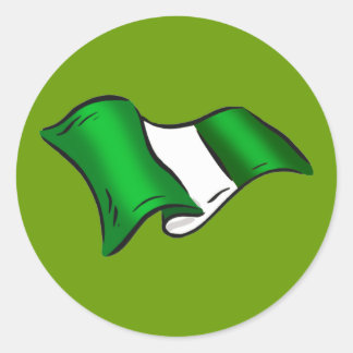 Wavy nigerianische Flagge für nigerianische Bewund Runder Aufkleber