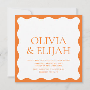 Wavy Orange Moderne Typografie Hochzeit Einladung