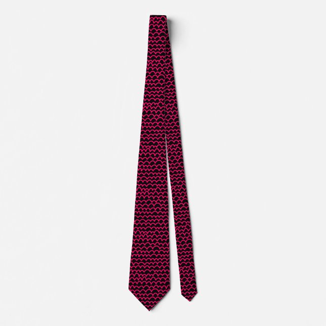 Wavy Pattern - Neon Red on Black Krawatte (Vorderseite)