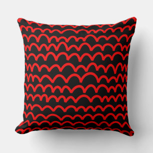 Wavy Pattern - Rot auf Schwarz Kissen