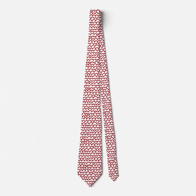 Wavy Pattern - Ruby Red on White Krawatte (Vorderseite)