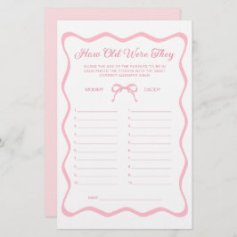 Wavy Pink Bow Babydusche schätzt das Alter Spiel