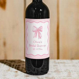 Wavy Pink Bow Kopiert das Knoten-Brautparty Weinetikett