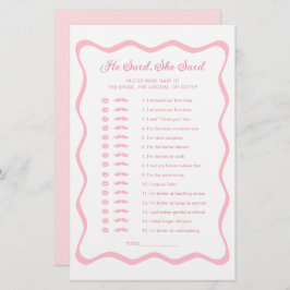 Wavy Pink Brautparty Er sagte, sie sagte Game