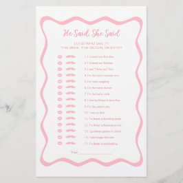 Wavy Pink Brautparty Game, sagte er