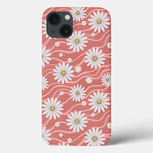 Wavy Pink Daisies Case-Mate iPhone Hülle (Rückseite)