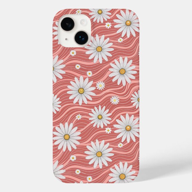 Wavy Pink Daisies Case-Mate iPhone Hülle (Rückseite)