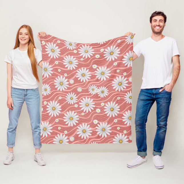 Wavy Pink Daisies  Fleecedecke (Beispiel)