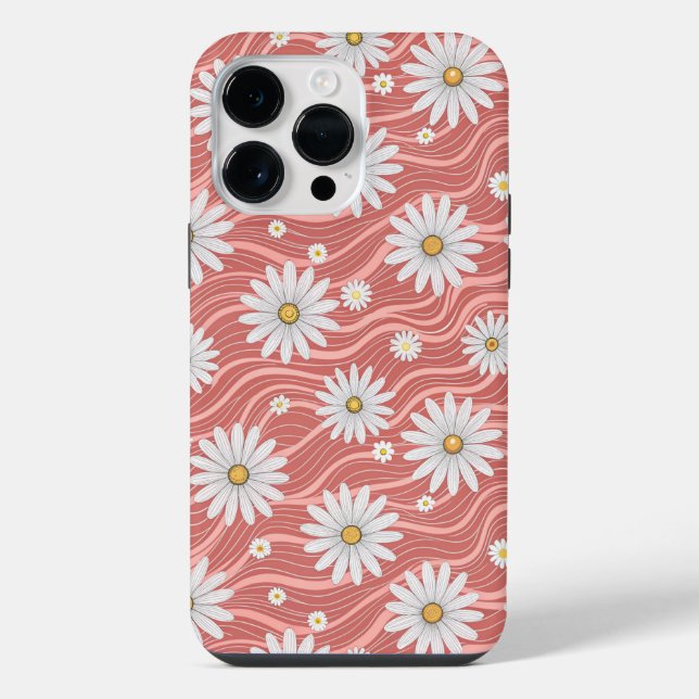 Wavy Pink Daisies iPhone Hülle (Rückseite)