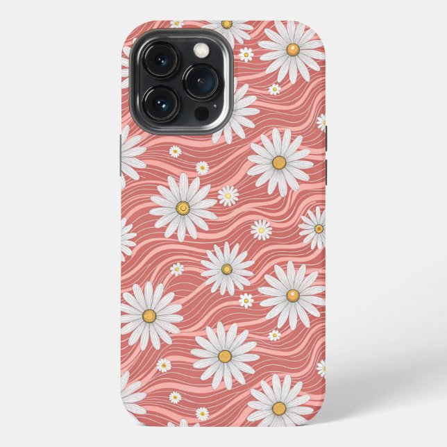 Wavy Pink Daisies iPhone Hülle (Rückseite)