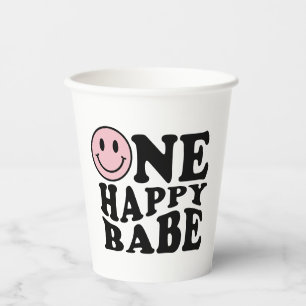 Wavy Pink Preppy Lächeln Ein Happy Babe Pappbecher