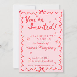 Wavy Pink Red Bachelorette Timeline Einladung