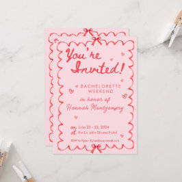 Wavy Pink Red Bachelorette Timeline Einladung