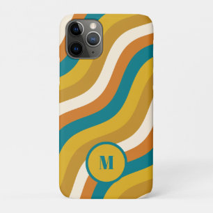 Wavy Pop-Streifen Retro-Muster Teal Ocker Initiale Case-Mate iPhone Hülle