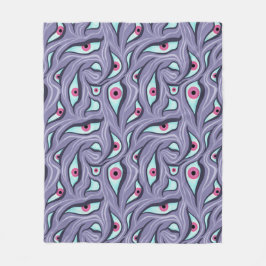 Wavy Psychedelischer Horror - Lila Eye Pattern Fleecedecke