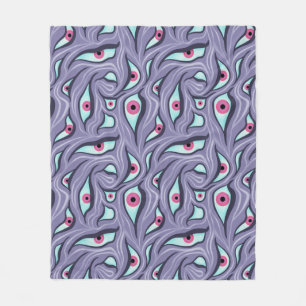 Wavy Psychedelischer Horror - Lila Eye Pattern Fleecedecke