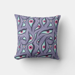 Wavy Psychedelischer Horror - Lila Eye Pattern Kissen