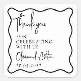 Wavy Rahmen, Wavy Grenze, Hochzeit Danke Sticker