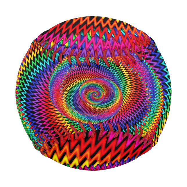 Wavy Rainbow Spiral Fraktal Baseball (Vorderseite)