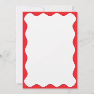 Wavy Red Border Christmas Blank Custom Text Einladung