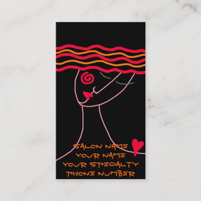 Wavy Red Hair Stylist Business Card Terminkarte (Vorderseite)