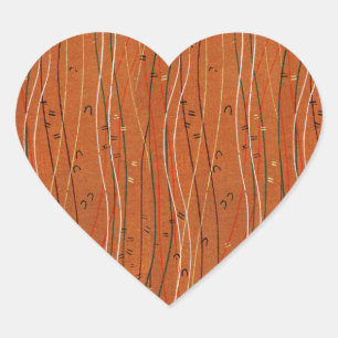 Wavy Red Stripes japanisch Abstrakt Herz-Aufkleber