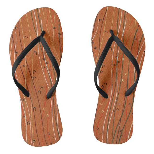 Wavy Red Strips: Moderne japanische Abstrakte Kuns Flip Flops (Fußbett)