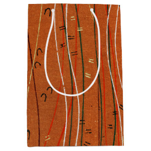 Wavy Red Strips: Moderne japanische Abstrakte Kuns Mittlere Geschenktüte