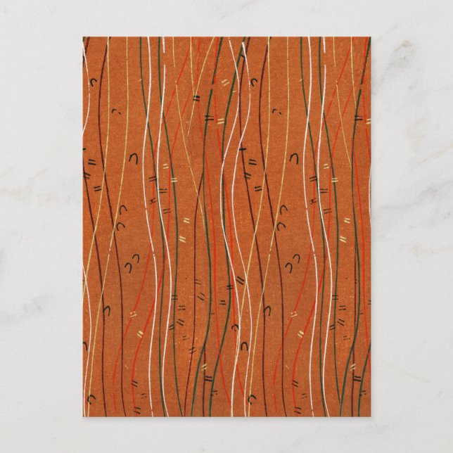 Wavy Red Strips: Moderne japanische Abstrakte Kuns Postkarte (Vorderseite)