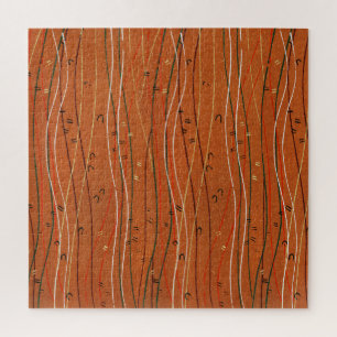 Wavy Red Strips: Moderne japanische Abstrakte Kuns Puzzle